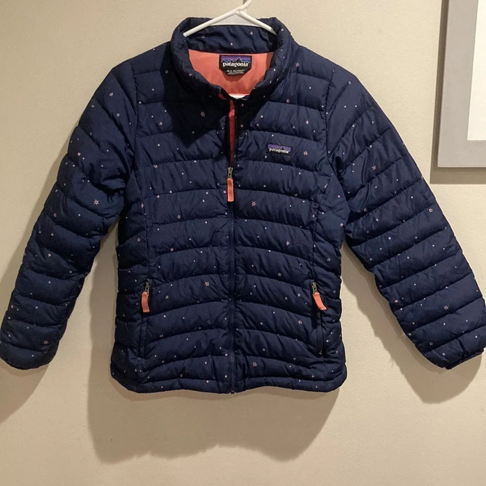 Patagonia Kids Puffer Jacket - Navy with Pink Accents - Picture 3 of 11